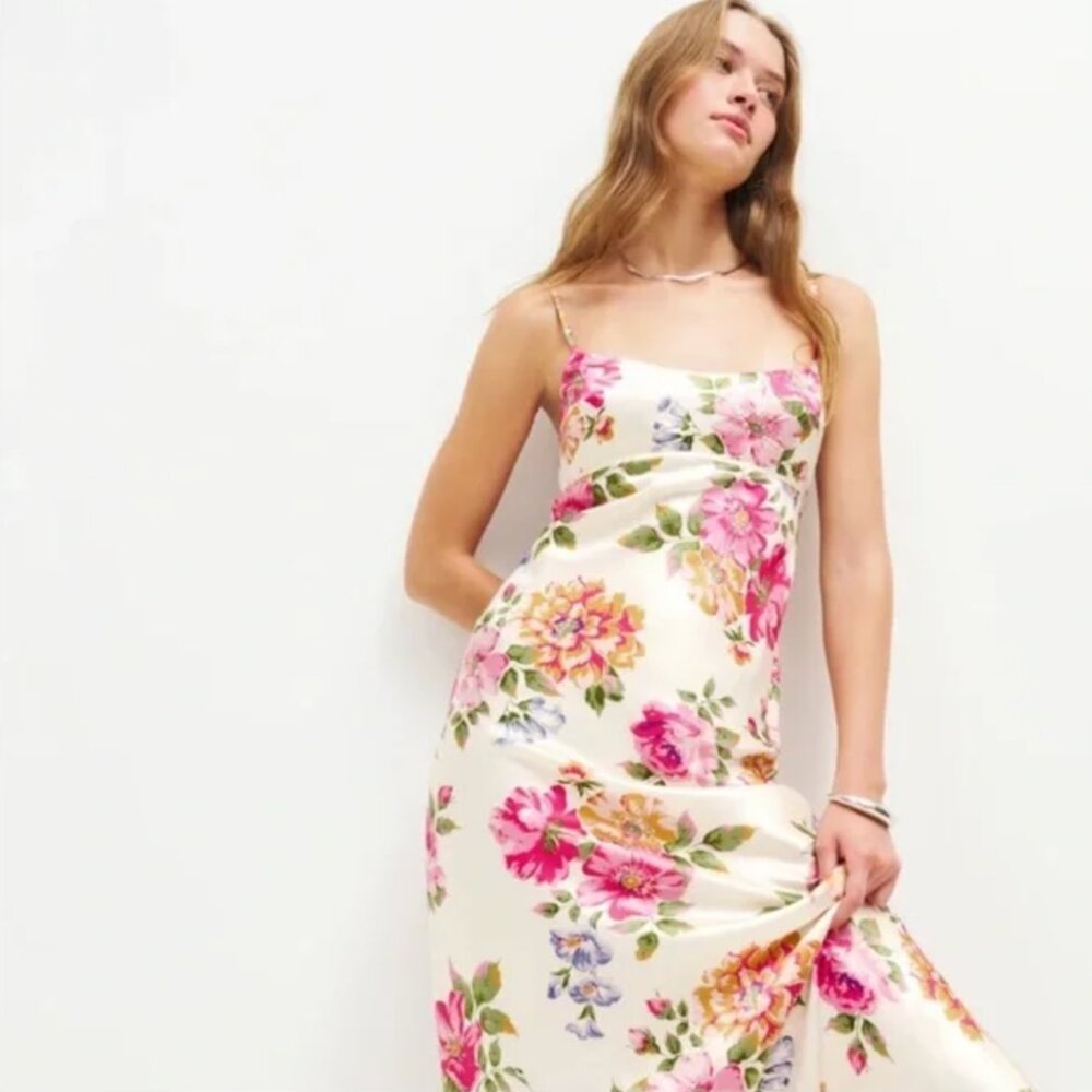 Floral Reformation Kailyn Silk Dress - Giverny